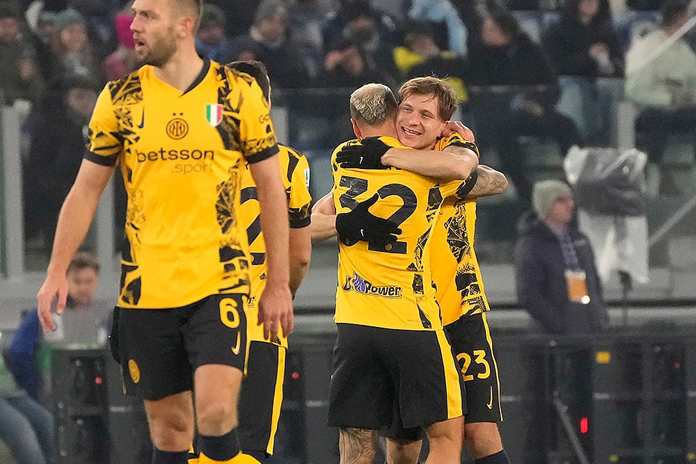 Italian Serie A Soccer Inter Milan vs Lazio football match pics: Nicolo Barella