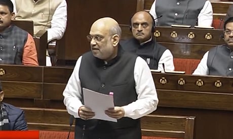 Union Home Minister Amit Shah at Rajya Sabha on Tuesday