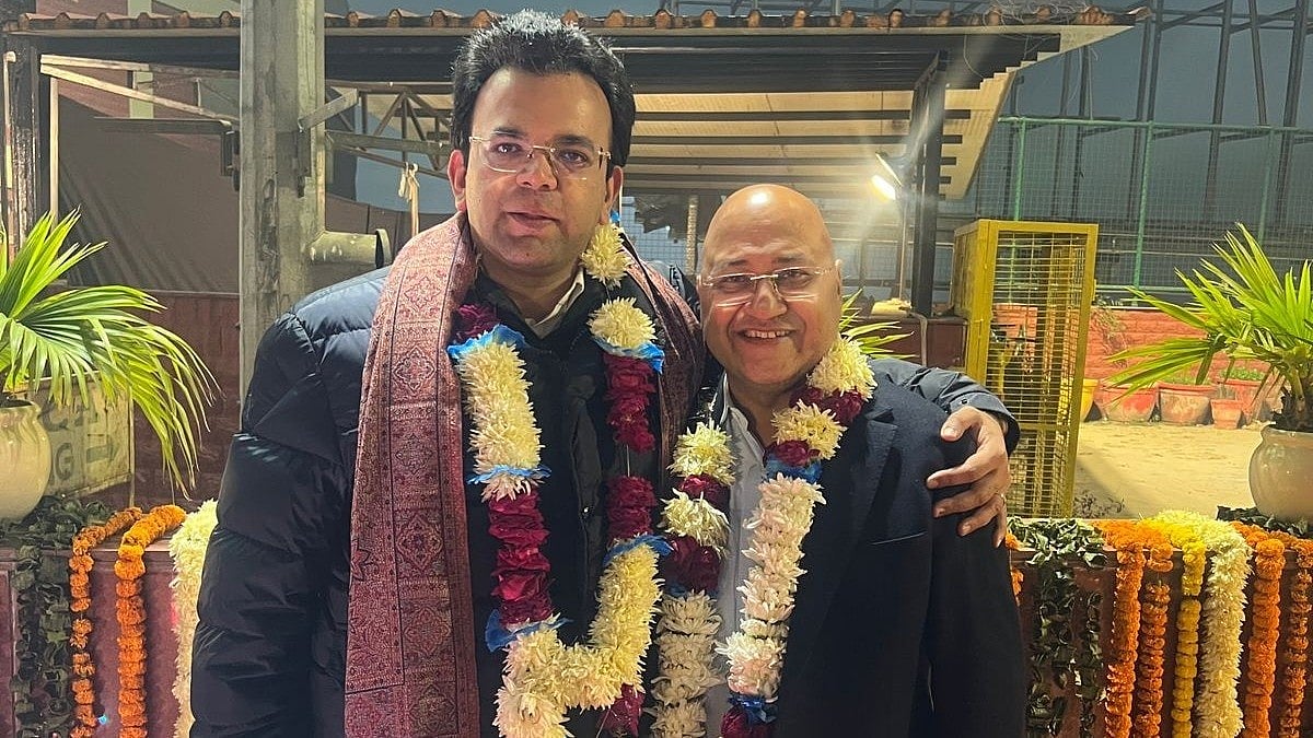 Photo: X | Shivvam Sharma : DDCA President Rohan Jaitley with Director Shyam Sundar Sharma after win.