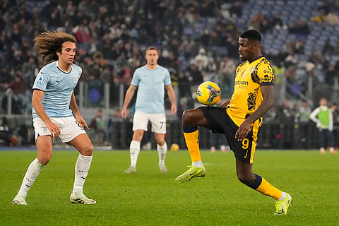 Serie A 2024-25: Inter Milan's Marcus Thuram controls the ball ahead Lazio's Matteo Guendouzi