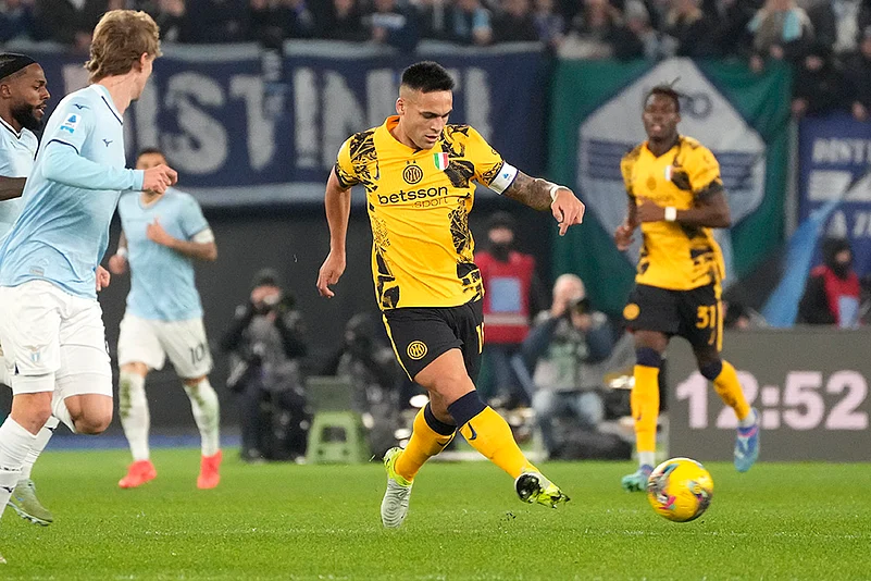 Italian Serie A Soccer Inter Milan vs Lazio football match pics: Lautaro Martinez