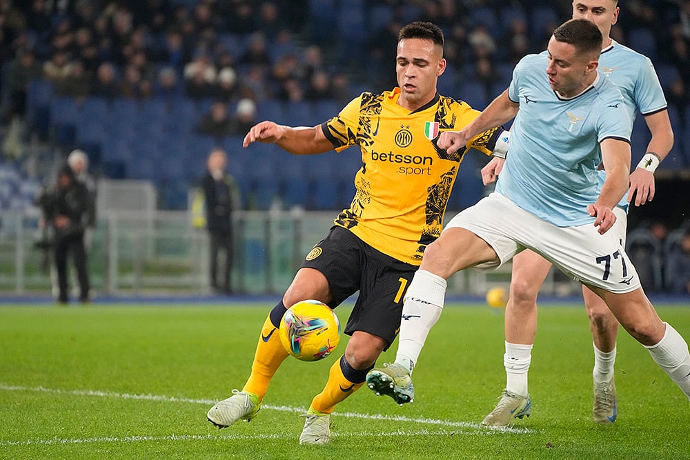 Italian Serie A Soccer Inter Milan vs Lazio football match pics: Lautaro Martinez