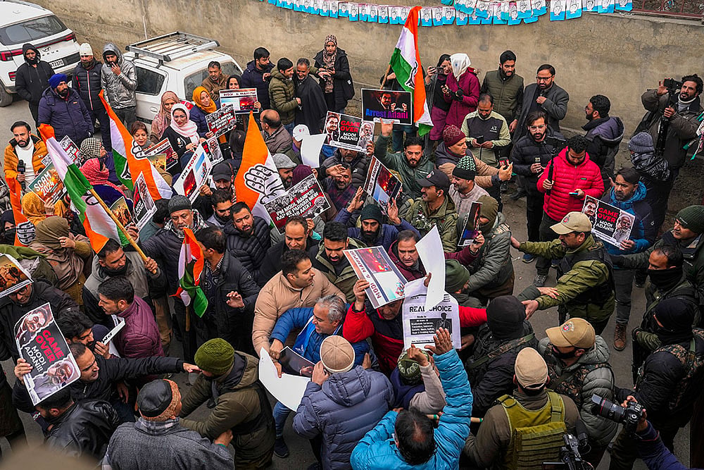Congress protest in Srinagar