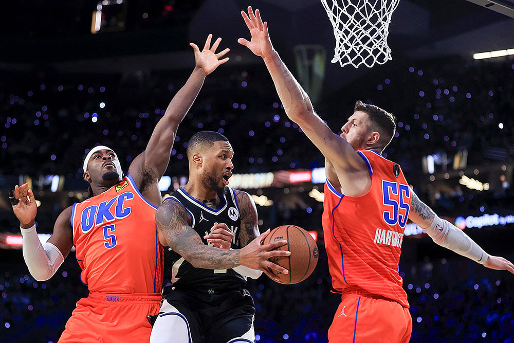 NBA Cup final Milwaukee Bucks vs Oklahoma City Thunder Basketball game photos: Damian Lillard