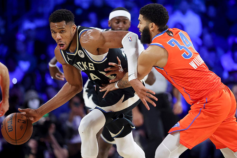 NBA Cup final Milwaukee Bucks vs Oklahoma City Thunder Basketball game photos: Kenrich Williams