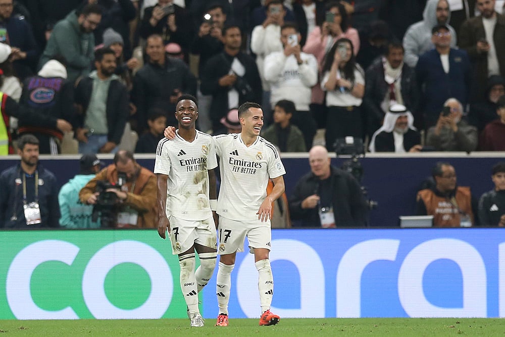 Qatar Soccer Intercontinental Cup 2024 Real Madrid vs CF Pachuca match pics:  Vinicius Junior
