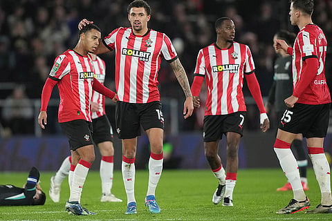 EFL Cup Quarter-Finals: Southampton's Nathan Wood R gives a pat to Cameron Archer after he scored
