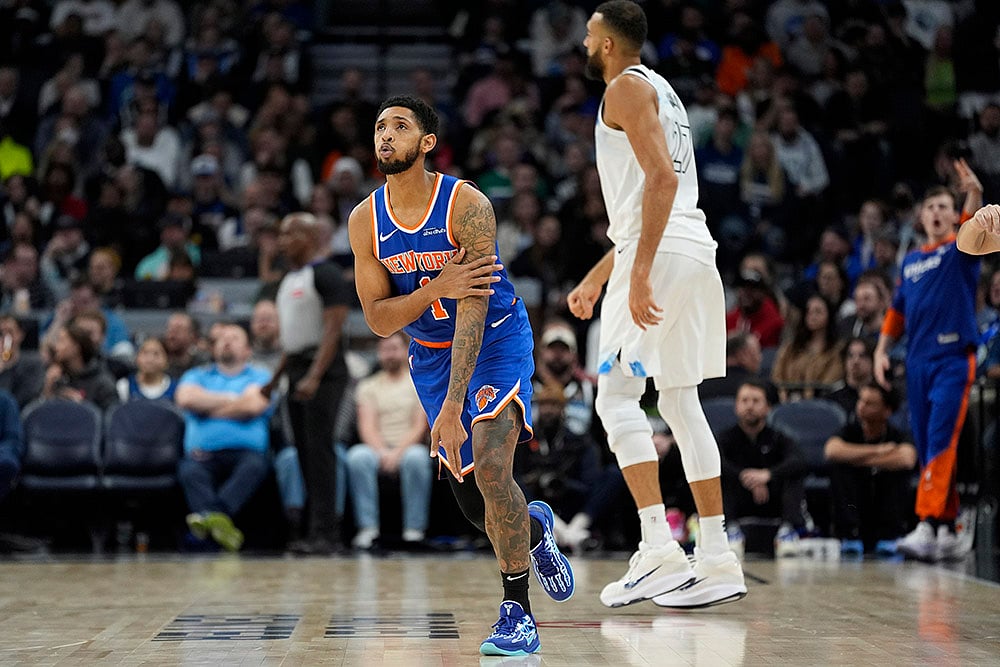 NBA Basketball 2024-25 New York Knicks vs Minnesota Timberwolves match pics: Cameron Payne