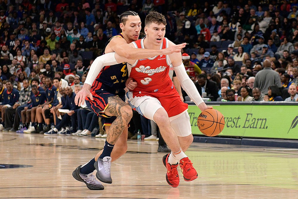 NBA Basketball 2024-25 Memphis Grizzlies vs Golden State Warriors match pics: Jake LaRavia