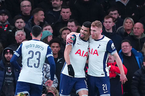 EFL Cup Quarter-Finals: Tottenham's Dominic Solanke celebrates after scoring his side's opening goal