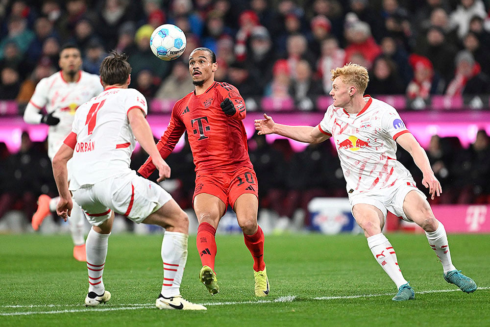 Germany Soccer Bundesliga Bayern Munich vs RB Leipzig football pics: Leroy Sane