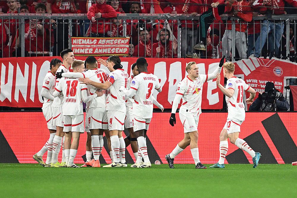 Germany Soccer Bundesliga Bayern Munich vs RB Leipzig football pics: Benjamin Sesko