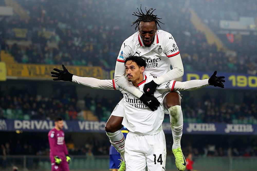 Italian Serie A soccer AC Milan vs Hellas Verona football pics: Tijjani Reijnders
