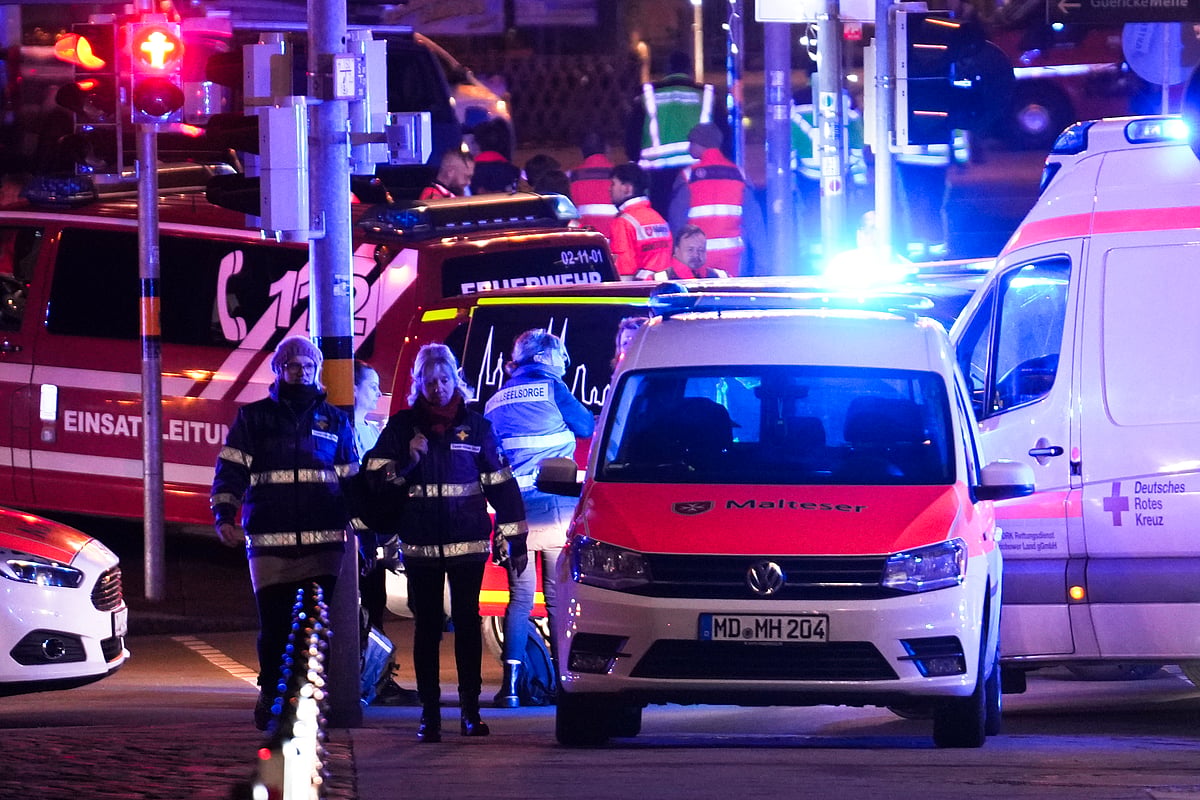 Emergency services work in a cordoned-off area near a Christmas Market, after an incident in Magdeburg, Germany, Friday, Dec. 20, 2024.  - AP Photo/Ebrahim Noroozi