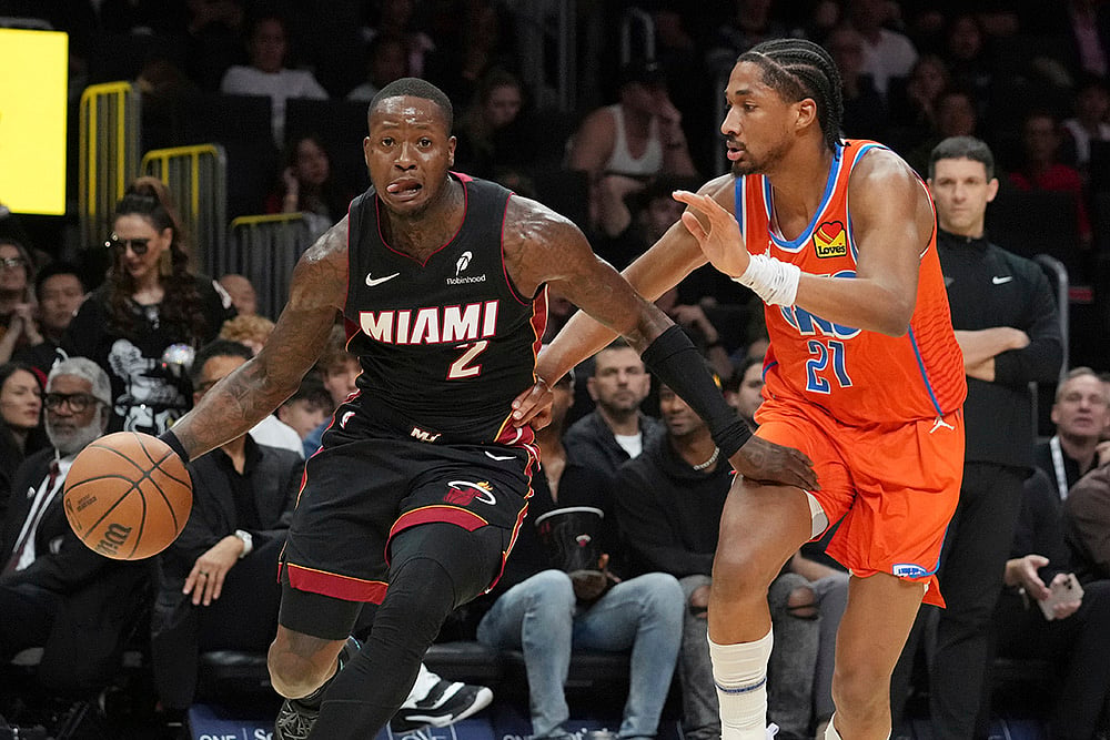 NBA Basketball Oklahoma City Thunder vs Miami Heat match pics: Aaron Wiggins 