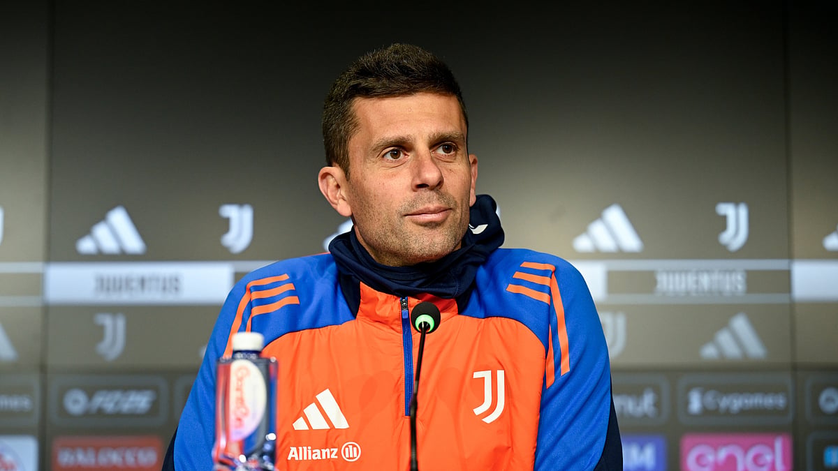 Thiago Motta in a press conference before Juventus' Serie A game against Monza