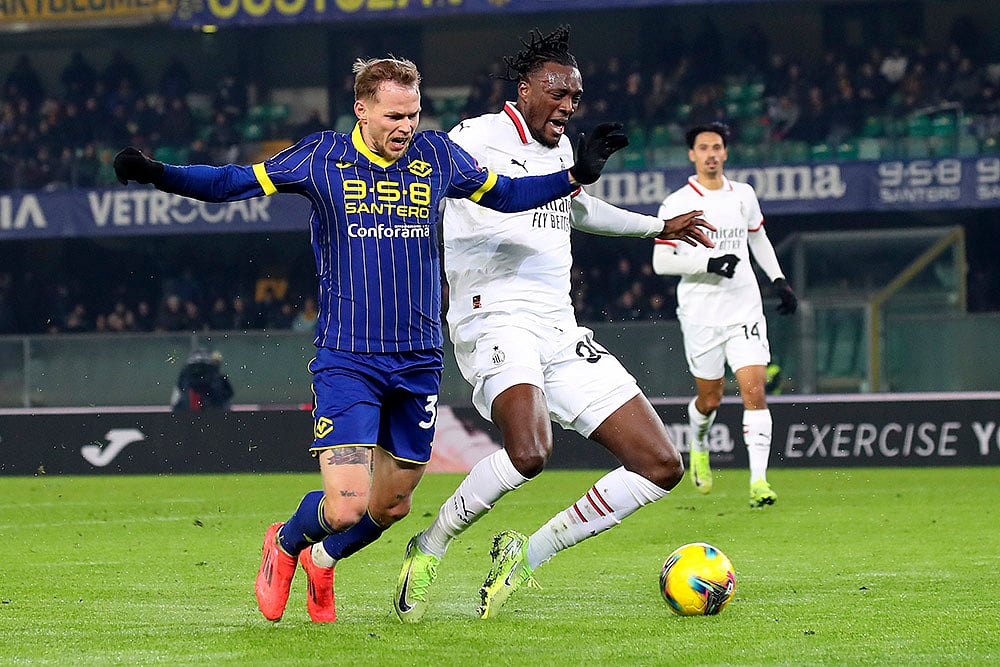 Italian Serie A soccer AC Milan vs Hellas Verona football pics: Ondrej Duda