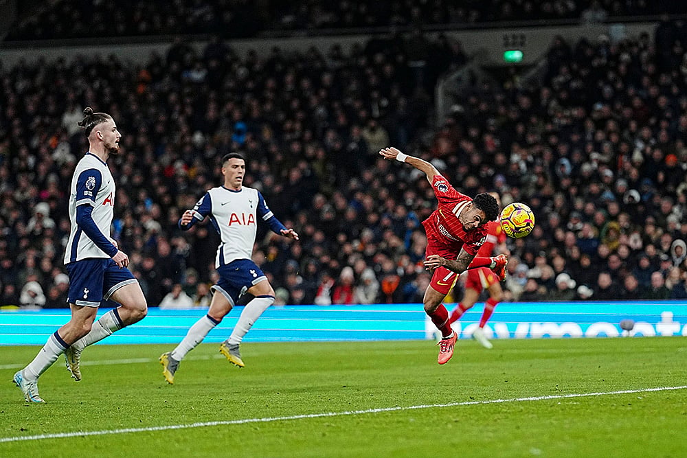 English Premier League soccer 2024-25 Liverpool vs Tottenham football match Pics: Luis Diaz