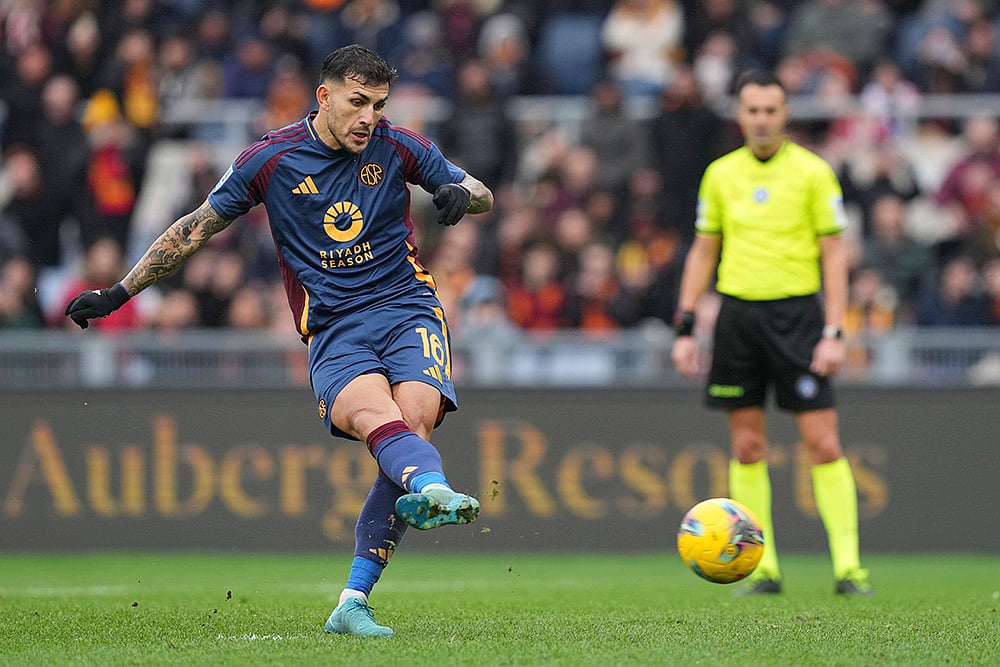 Italy Soccer Serie A 2024-25 AS Roma Vs Parma football match photos: Leandro Paredes