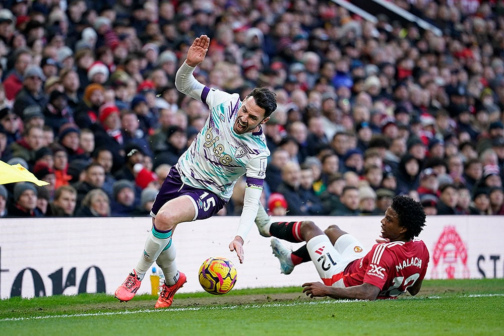 English Premier League Soccerr 2024-25 Manchester United vs AFC Bournemouth pics: Tyrell Malacia