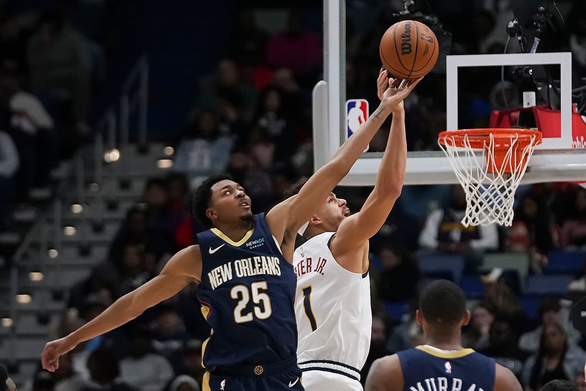 NBA 2024-25 New Orleans Pelicans Vs Denver Nuggets basketball game pics: Trey Murphy III