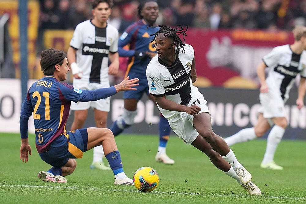 Italy Soccer Serie A 2024-25 AS Roma Vs Parma football match photos: Woyo Coulibaly