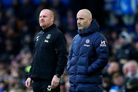 EPL 2024-25: Everton manager Sean Dyche and Chelsea manager Enzo Maresca