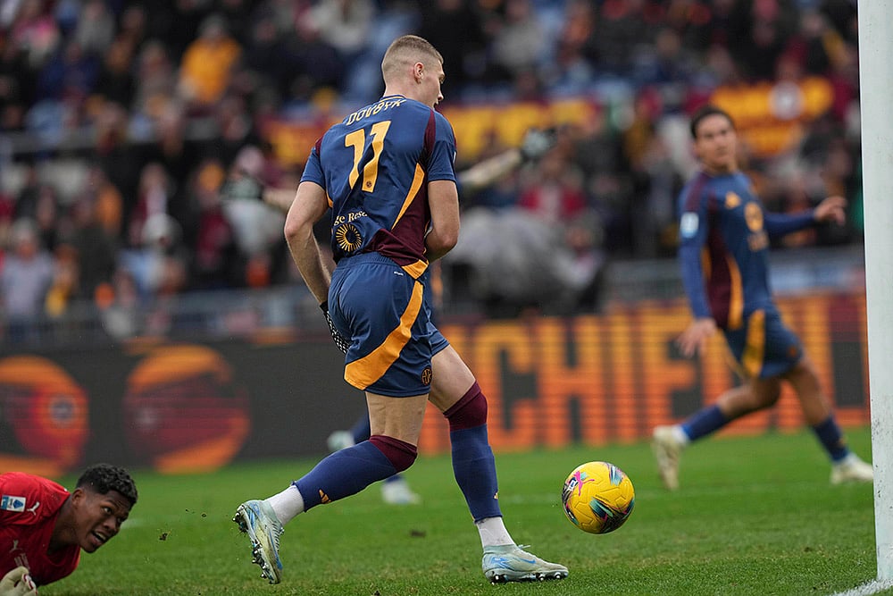 Italy Soccer Serie A 2024-25 AS Roma Vs Parma football match photos: Artem Dovbyk