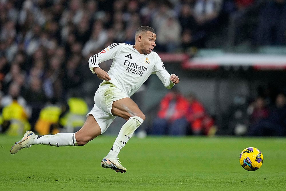 Spain soccer La Liga 2024-25 Real Madrid Vs Sevilla football match Pics: Kylian Mbappe