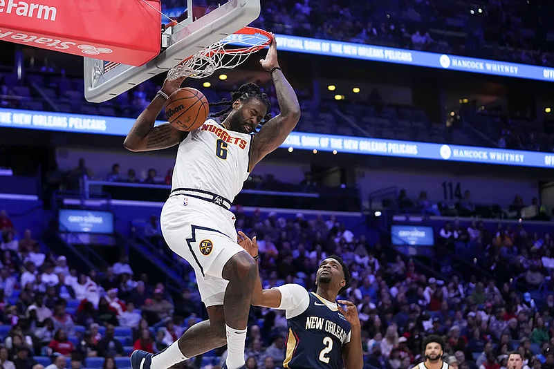 NBA 2024-25 New Orleans Pelicans Vs Denver Nuggets basketball game pics: DeAndre Jordan