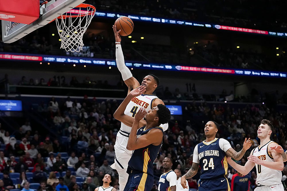 NBA 2024-25 New Orleans Pelicans Vs Denver Nuggets basketball game pics: Javonte Green