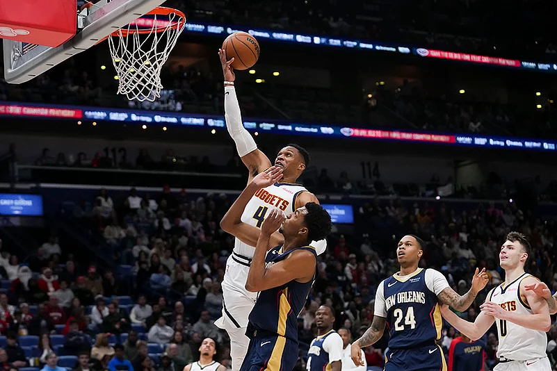 NBA 2024-25 New Orleans Pelicans Vs Denver Nuggets basketball game pics: Javonte Green