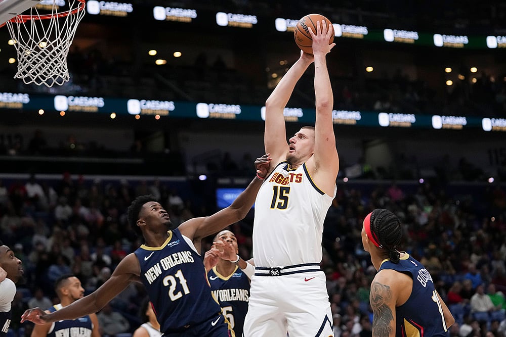 NBA 2024-25 New Orleans Pelicans Vs Denver Nuggets basketball game pics: Nikola Jokic