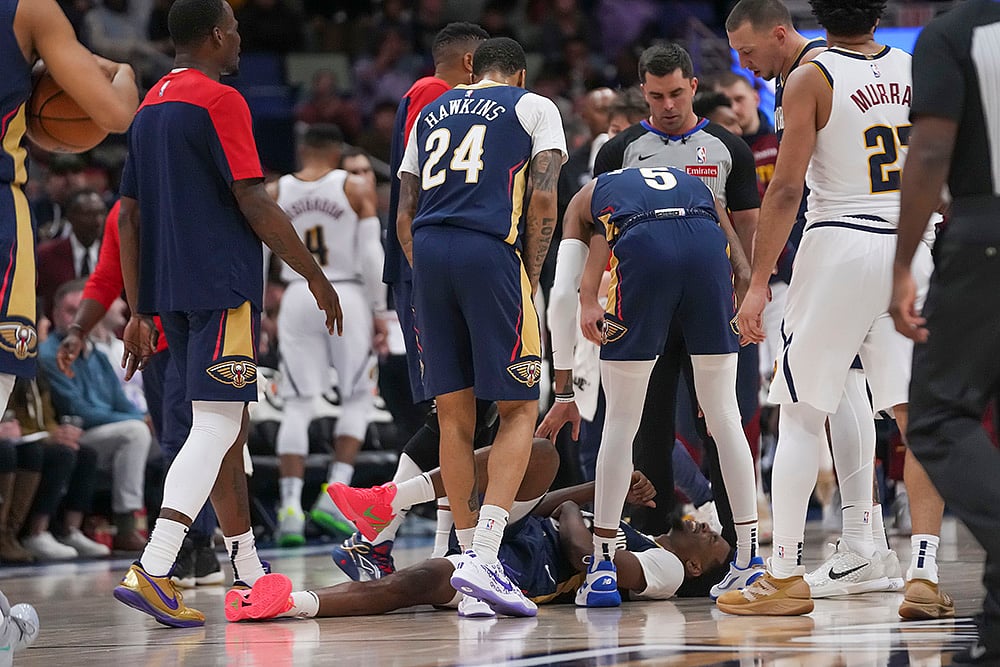NBA 2024-25 New Orleans Pelicans Vs Denver Nuggets basketball game pics: Herbert Jones 