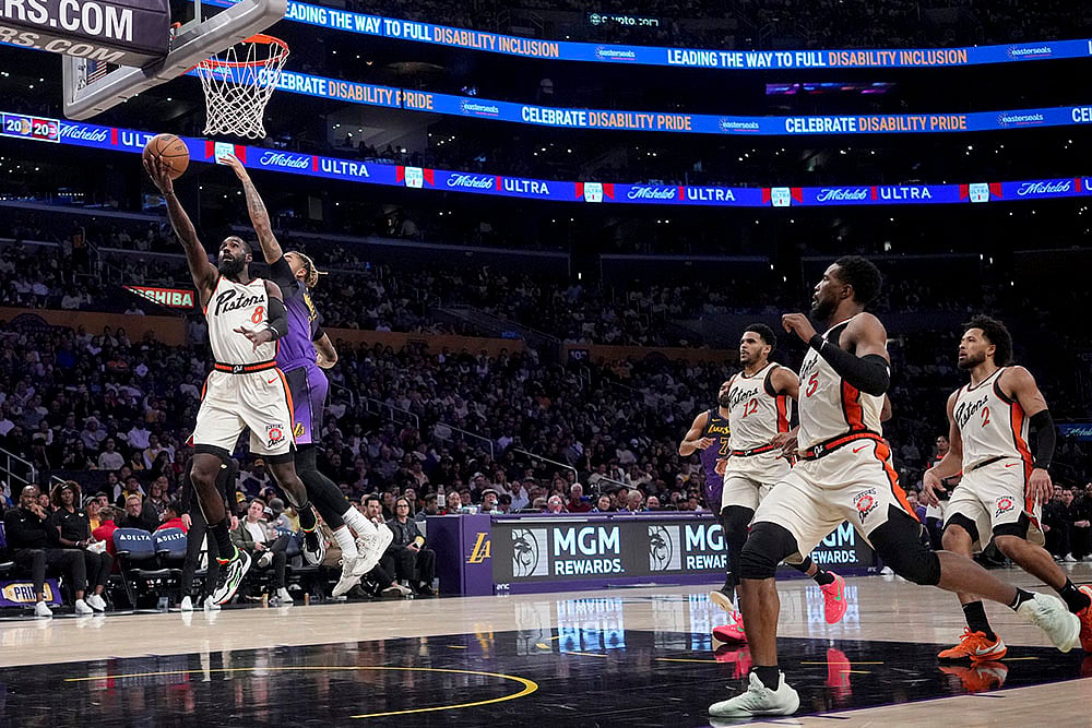 NBA Basketball 2024-25 Los Angeles Lakers Vs Detroit Pistons game photos: Tim Hardaway Jr