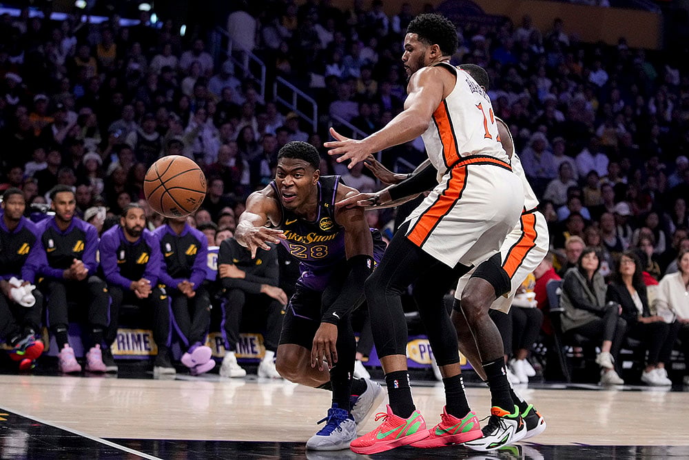 NBA Basketball 2024-25 Los Angeles Lakers Vs Detroit Pistons game photos: Rui Hachimura