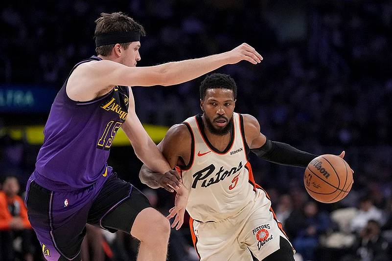 NBA Basketball 2024-25 Los Angeles Lakers Vs Detroit Pistons game photos: Malik Beasley