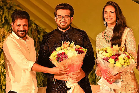 Revanth Reddy at PV Sindhu's wedding reception