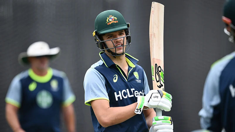 Australian batsman Sam Konstas reacts. AP Photo