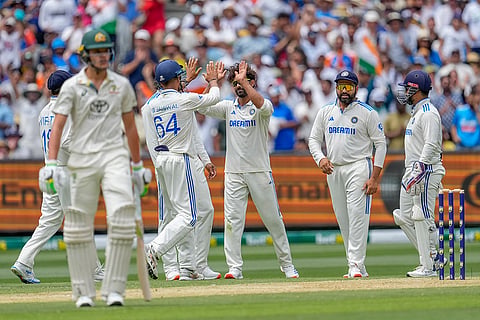 India Vs Australia, 4th Test Day 1: India's Ravindra Jadeja, third right, celebrates with teammates after the wicket of Australia's Sam Konstas 