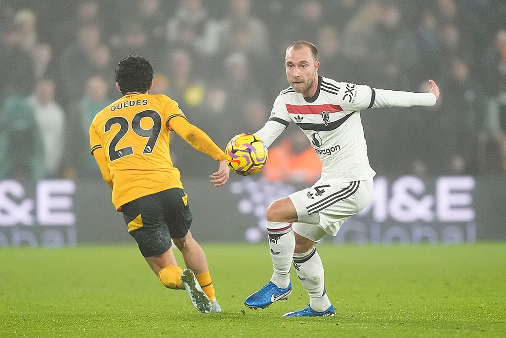 English Premier League soccer Wolves vs Manchester United football match pics: Christian Eriksen