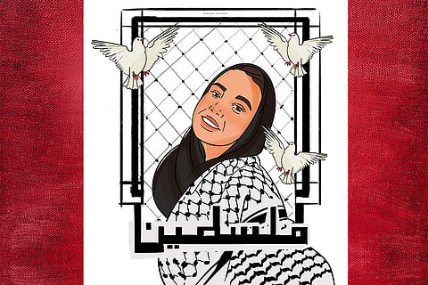 In Memory : Self portrait of Palestinian artist Mahasen Al-Khateeb, who was killed 
in North Gaza by an Israeli airstrike