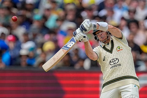 India Vs Australia, 4th Test Day 2: Australia's Steve Smith hits a six 