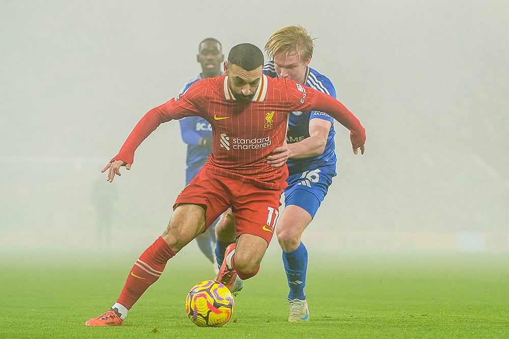English Premier League soccer Liverpool vs Leicester City football match pics: Mohamed Salah