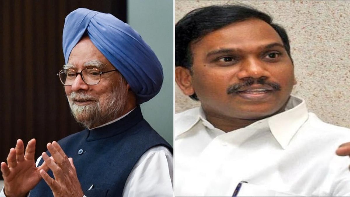 PTI : Former PM Manmohan Singh (L) and the then Telecom Minister A Raja (R)