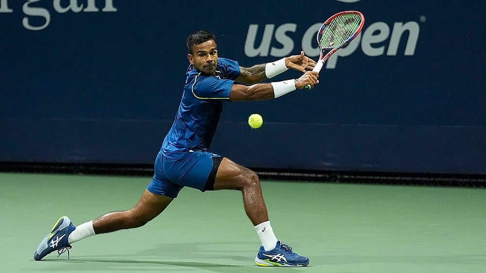 | Photo: AP/Matt Rourke : 2024 US Open: Sumit Nagal, of India during a first round match of the U.S. Open