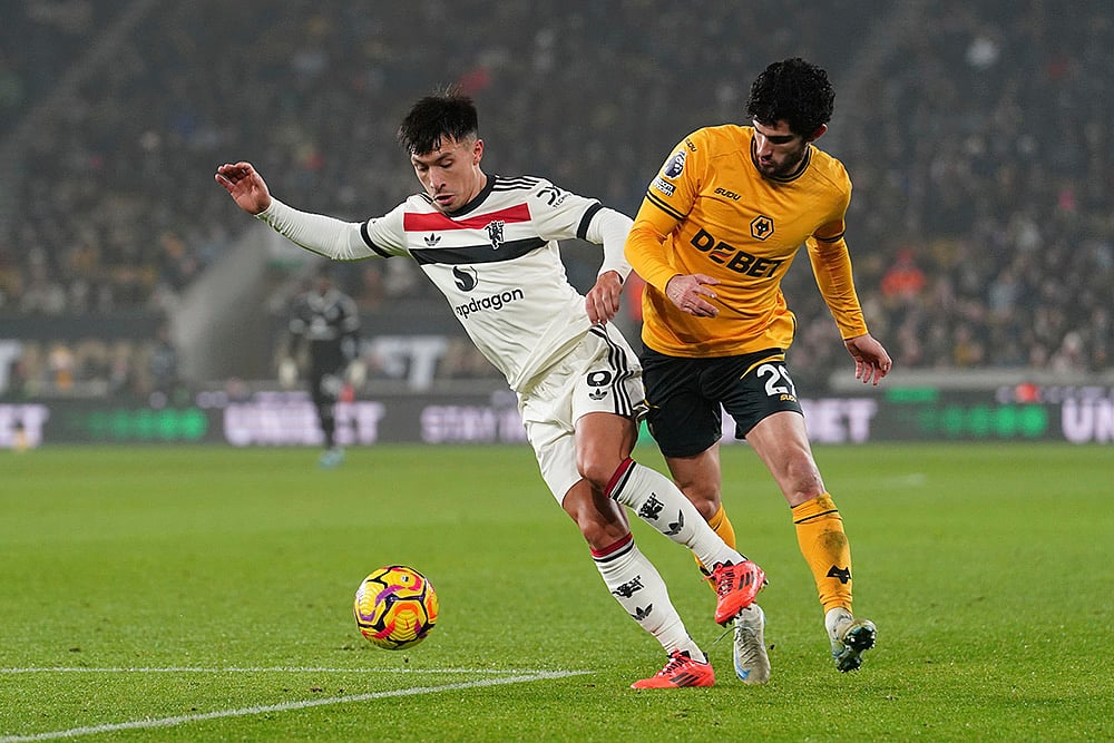 English Premier League soccer Wolves vs Manchester United football match pics: Lisandro Martinez
