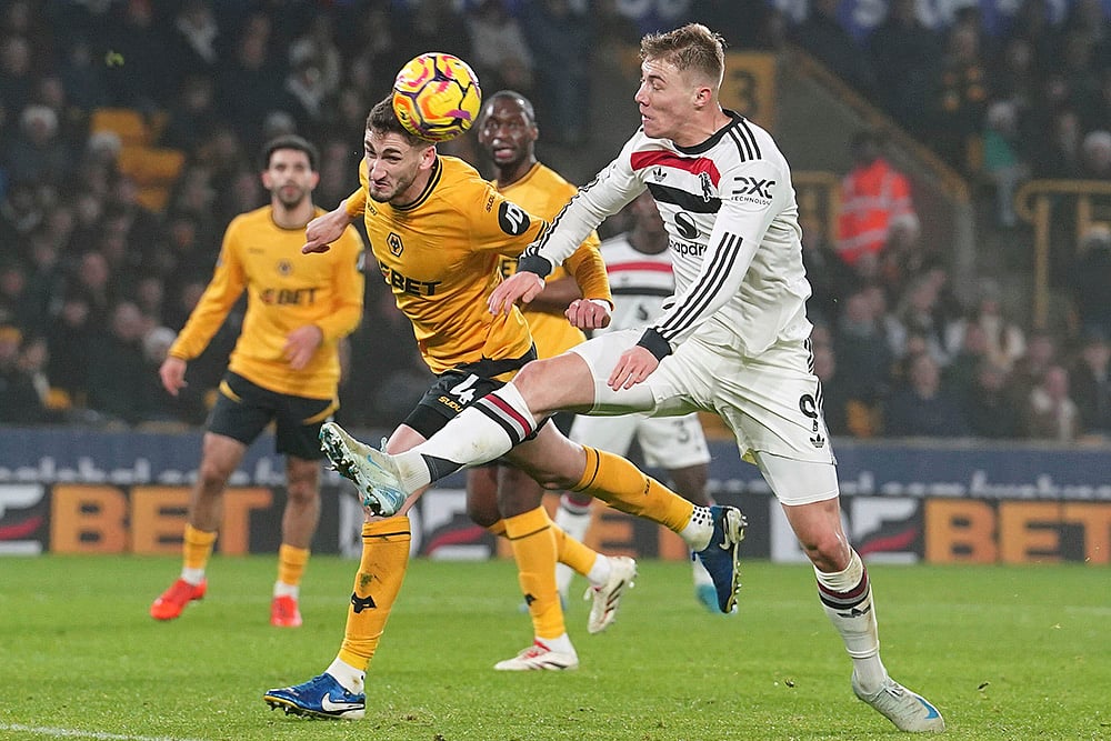 English Premier League soccer Wolves vs Manchester United football match pics: Rasmus Hojlund