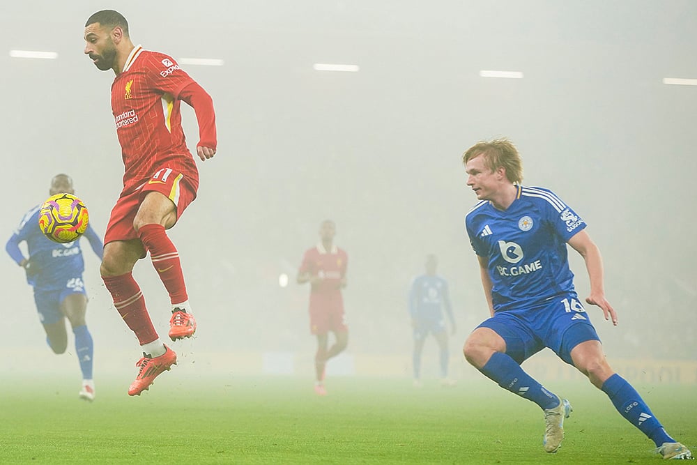 English Premier League soccer Liverpool vs Leicester City football match pics: Mohamed Salah