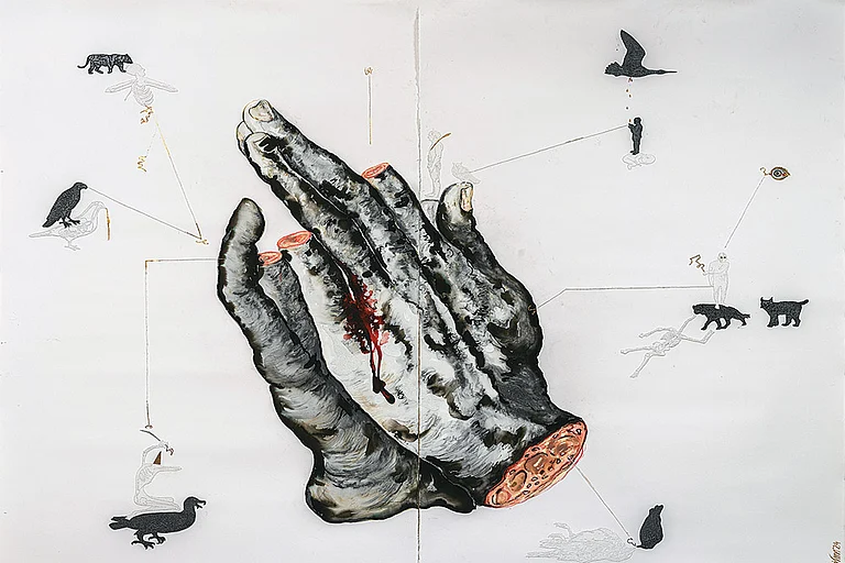 ’I have nothing...Would you take half of nothing?’ Artwork by Indian conceptual artist Mithu Sen - null